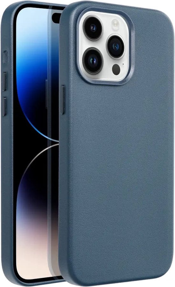 Casify Leren Hoesje met MagSafe geschikt voor iPhone 15 Pro Max - Donkerblauw