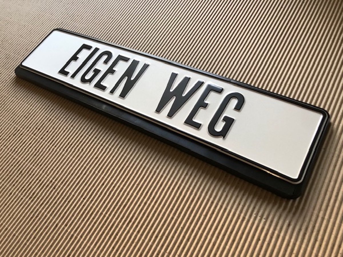 Eigen Weg Bord / Zwart-Wit / 52x11 cm / Aluminium / Met Gratis Houder