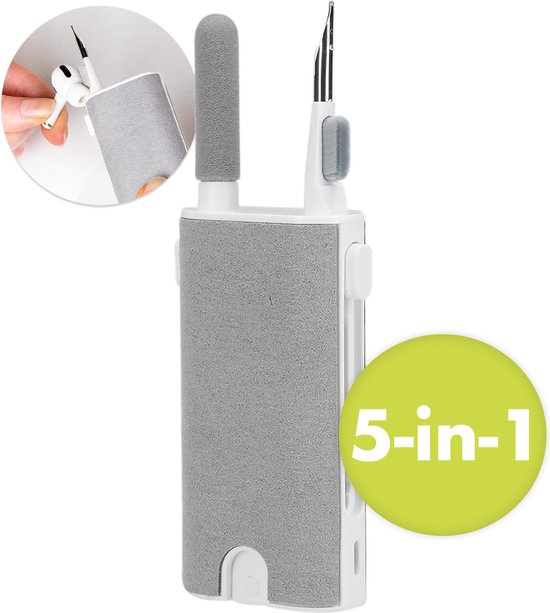 Kit de nettoyage iMoshion AirPods 5-en-1 - Kit de nettoyage pour écouteurs - Également compatible avec iPhone et Samsung - Kit de nettoyage pour protecteur d'écran