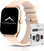 Fairweather Smartwatch Pro - Homme & Femme - HD - Podomètre - Moniteur de sommeil - Moniteur de fréquence cardiaque - Convient pour iOS et Android - Or rose