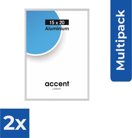 Nielsen Accent 15x20 aluminium zilver mat 51324 - Fotolijst - Voordeelverpakking 2 stuks