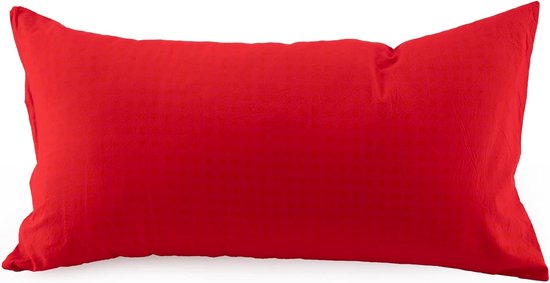 Set of 2 Cushion Covers, 40 x 80 cm, 100% Washed Cotton, Red Pillowcase with Zip, Super Soft, Premium and Cosy Cushion Cover