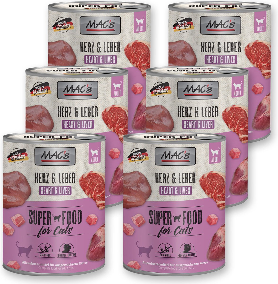 MACs MAC’s Kattenvoer Natvoer Blik - 98,8% Hart & Lever - 6 x 800g