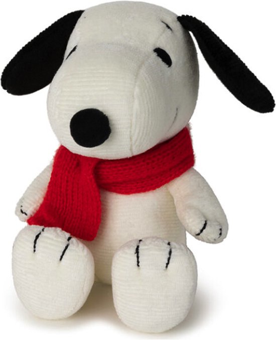 Snoopy - Knuffel - Sitting - With - Scarf - 17 cm - Zwart - Rood - Cream |  bol