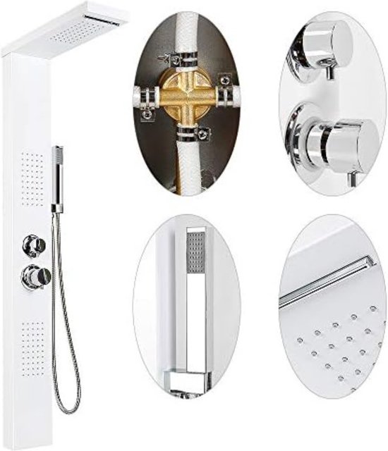 Auralum Douche-armatuur, thermostaat, zwart, douchethermostaat