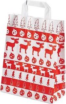 50 x papieren Kersttassen / Kerst draagtassen / Kersttasjes "Noorwegen" Met Platte Oren 22 x 10 x 28cm / Kerst verpakking