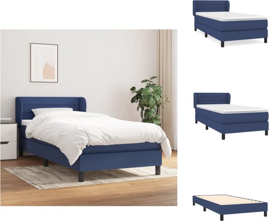 vidaXL boxspringbed - Massage - Bed - 193 x 93 x 78/88 cm - Blauw - Bed
