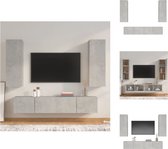 vidaXL Televisiemeubelset - betongrijs - 2x 80x30x30cm - 2x 30.5x30x90cm - bewerkt hout - Kast
