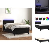 vidaXL Bed Zwart Fluweel 203x100x78/88 cm - LED - Pocketvering - Huidvriendelijk - Bed