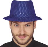 Toppers in concert - Carnaval verkleed set compleet - hoedje en zonnebril - blauw - heren/dames - glimmend - verkleedkleding