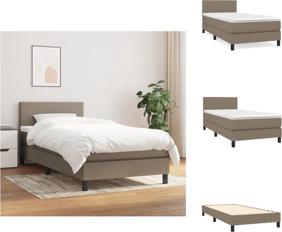 vidaXL Boxspringbed - Bed - 203x80x78/88 cm - Taupe - Inclusief matras en topmatras - Bed