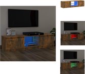 vidaXL Tv-meubel Trendy - LED-verlichting - Bewerkt hout - Gerookt eiken - 140x40x35.5 cm - Kast