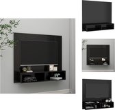 vidaXL TV-wandmeubel - Spaanplaat - 102x23.5x90 cm - Hoogglans zwart - Kast