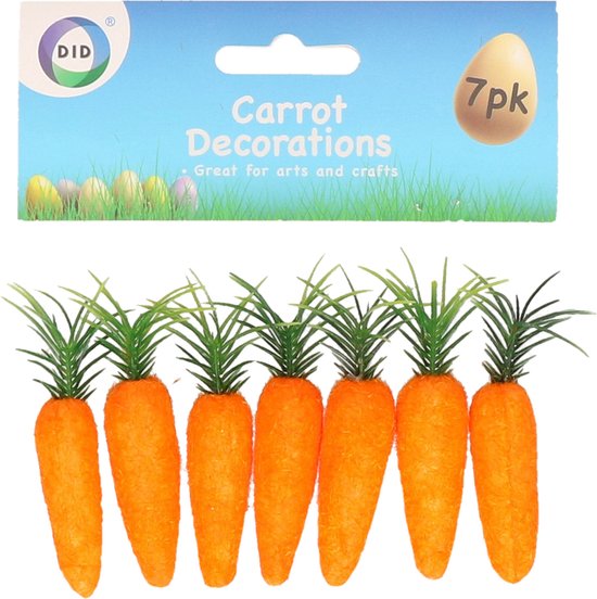 DID hobby decoratie wortelen/worteltjes - 14x - oranje - 7 cm - knutselen