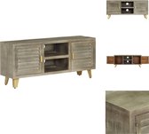 vidaXL Vintage Houten TV-kast - 110 x 30 x 48 cm - Massief mangohout en stalen poten met messing coating - Kast