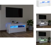 vidaXL TV-meubel Hifi-kast - 90x35x40 cm - RGB LED-verlichting - hoogglans wit - Kast
