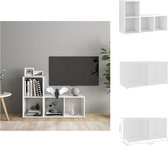 vidaXL TV-meubel - Klassiek - Wit - 72 x 35 x 36.5 cm - 2 vakken - Kast