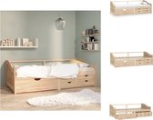 vidaXL Bedbank - Massief grenenhout - 204 x 98 x 66 cm - 5 lades - Bed