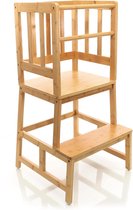 Kinderstoel, Leerstoel van Bamboe, 46 x 46 x 90 cm met Leuning, Beschermende Stang, Leerstoel voor Kinderen