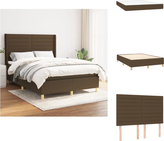 vidaXL Boxspringbed - Comfort Life - Bed - 140x200 cm - Donkerbruin - Bed