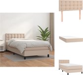 vidaXL Boxspringbed - Cappuccino - Kunstleer - 203x100x78/88 cm - Inclusief matras en topmatras - Bed