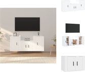 vidaXL Televisiekastenset - Klassiek Design - Wandgemonteerd - Voldoende Opbergruimte - Wit - Hout - 1x 57x34.5x40cm - 2x 40x34.5x60cm - Kast