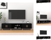 vidaXL TV-meubel Trendy - Houten poten - Voldoende opbergruimte - Display functie - Zwart - 180x31.5x40cm - Kast