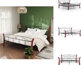 vidaXL Bedframe - Metaal - Eikenhout - 206 x 140 x 100 cm - Zwart en Donkerhout - Bed