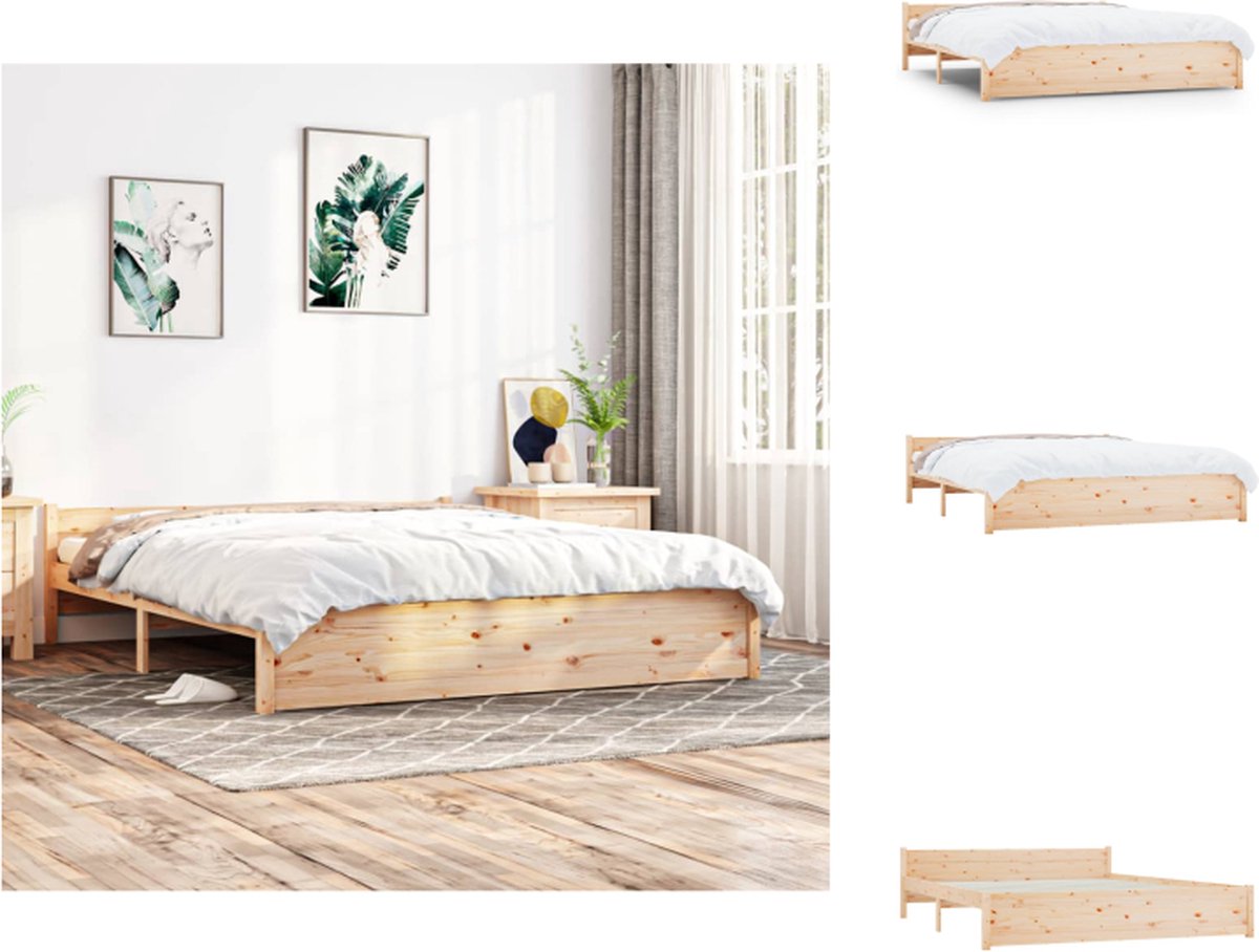 vidaXL Bedframe Wasbruin 135 x 190 cm Massief grenenhout