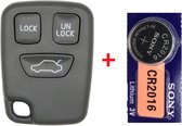 Autosleutelbehuizing 3 knoppen + Battterij ECR2016 geschikt voor Volvo sleutel S40 / S60 / S70 / S80 / S90 / V40 / V70 / V90 / XC70 / XC90 / volvo sleutel behuizing.