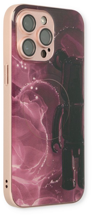 Casemania Coque pour Apple iPhone 14 Pro Max Rouge - Coque Arrière en Siliconen Marbre - Compatible avec MagSafe