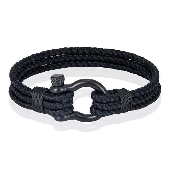 Bracelet triple corde avec nœud - Zwart- 23 cm