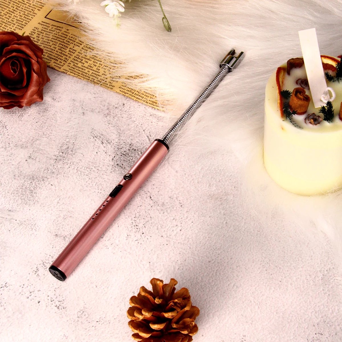 Goedkoopste Easylightershop Kaars Aansteker - Rose Goud - BBQ - Vuurwerk - Windproof - Plasma Aansteker