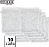 The One Towelling Washandjes - Voordeelverpakking - 100% organisch katoen - Met ophanglus - 550 gr/m2 - 16 x 21 cm - Zilvergrijs - 10 Stuks