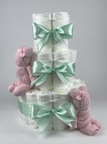 Chouette-Chouette | Luiertaart Meisje | Kraamcadeau | Geboorte Meisje | Babyshower | Beren Roze - Groen