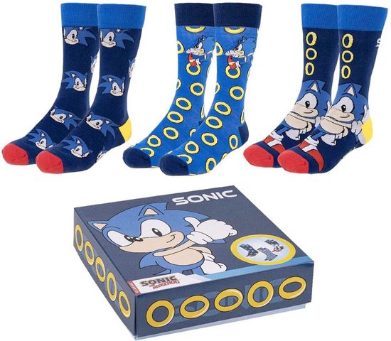 Sonic the Hedgehog Sokken - 3 Paar Cadeauverpakking - Maat 40-46