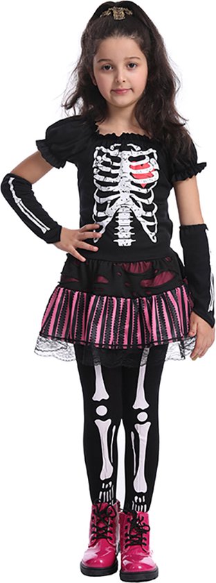 Costume squelette enfant - Costume Halloween enfant - Déguisements - Costume carnaval - Fille - 10 à 12 ans