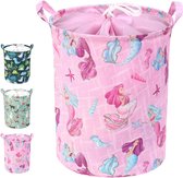 laundry storage washing basket kids with lid drawstring handles foldable toy clothes for girls bedroom
