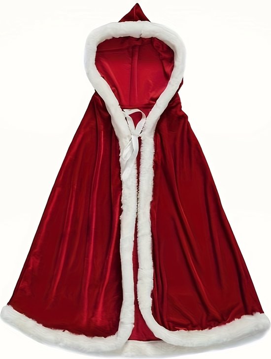Luxe Kerstcape One Size Met capuchon Rood Kerst Cape Carnaval