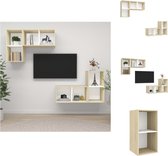 vidaXL Tv-meubelset - Televisiewand - wit en sonoma eiken - 37 x 37 x 72 cm - 4 stuks - Kast