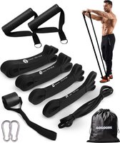 GoGoods® Weerstandsbanden Set - Resistance Band - Pull Up - Fitness Elastiek 2-57kg - Met Handvaten, Deuranker & Draagtas