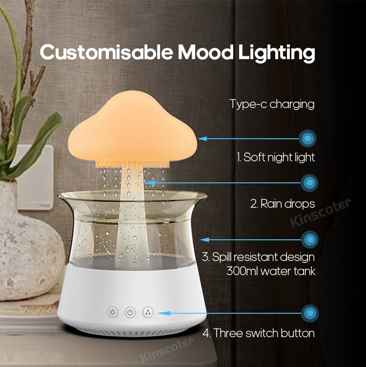 Humidificateur Raindrop avec télécommande - Humidificateur