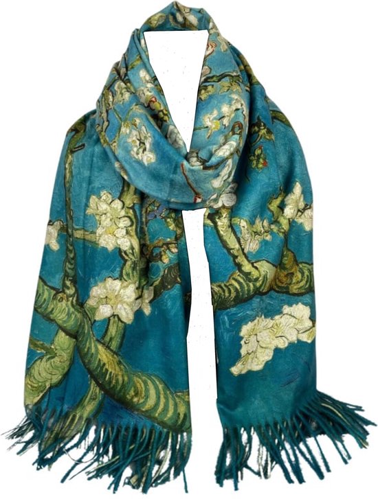 Sjaal dames Vincent van Gogh amandelbloesem en Irissen van dikker materiaal 2 kanten printen -Sjaal dames winter