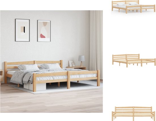 vidaXL Bedframe - Massief grenenhout - 206 x 206 x 66 cm - Geschikt voor 200 x 200 cm matras - Montage vereist - Bed