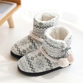 Winter hoge katoenen pantoffels Katoenen pantoffels met hak Fluwelen dikke zolen indoor warme schoenen, maat: 35-36 (lichtgrijs)