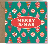 Tallies Cards wenskaarten - Merry X-mas, Kers, Kerstmis, Season Greetings – RETRO collectie - 4 kaarten met envelop – duurzaam