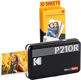 KODAK Pack Mini Imprimante P210 Retro 2 + Cartouche et papier pour 30 photos - Imprimante Connectée Bluetooth - Photos format CB 5,3 x 8,6 cm - Batterie Lithium - Sublimation Thermique 4Pass