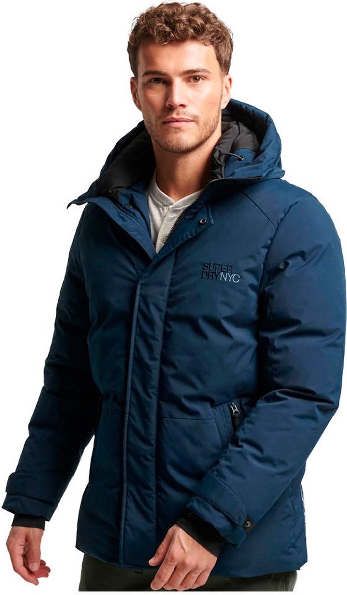 Superdry Gewatteerde City windparka met capuchon Heren Gewatteerde jassen Marineblauw