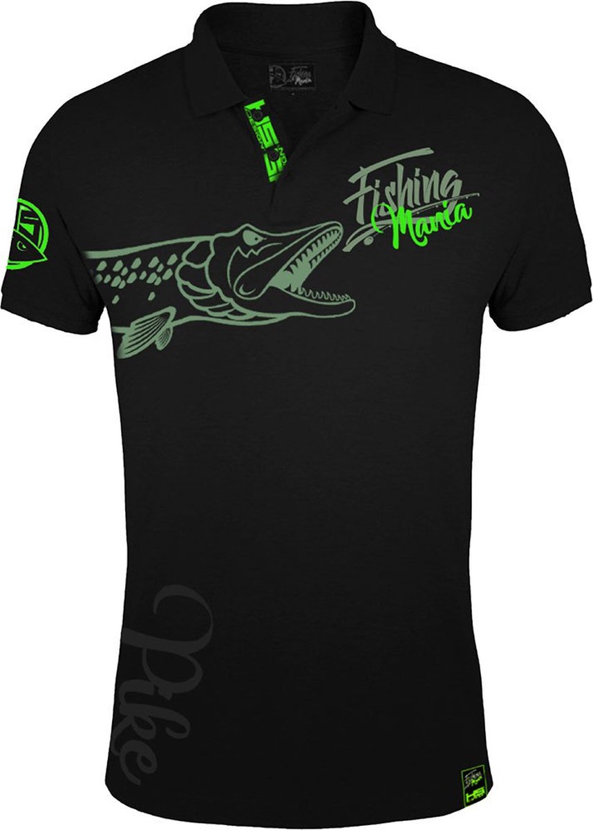 Hotspot Design Fishing Mania Pike Korte Mouw Poloshirt Zwart 2XL Man