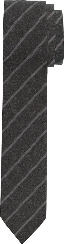 OLYMP extra smalle stropdas - antraciet gestreept - Maat: One size